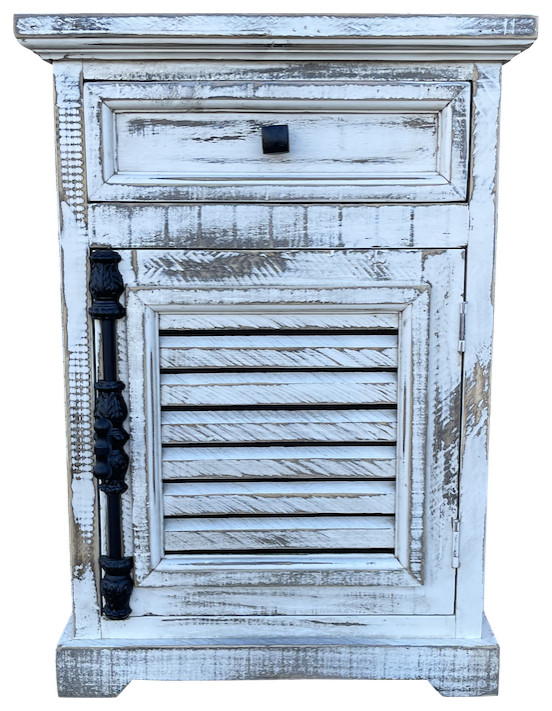 Shutter Door End Table, White Farmhouse Side Tables And End Tables