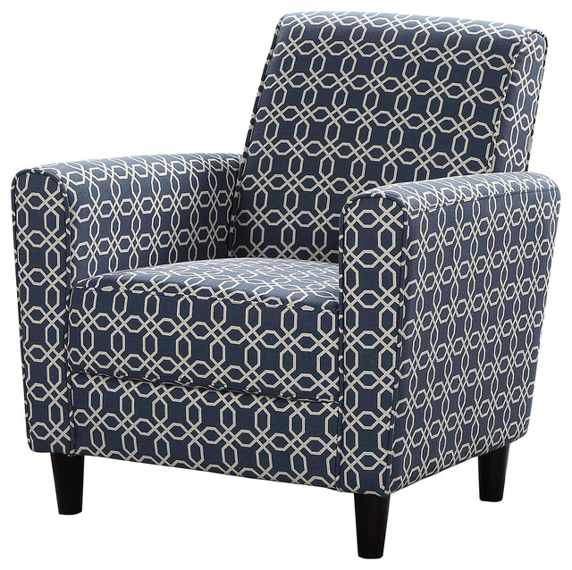 London Upholstered Living Room Accent Arm Chair, Navy/ Off White