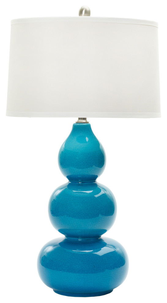 Fangio Lighting 28" Ceramic Table Lamp, Turquoise Crackle