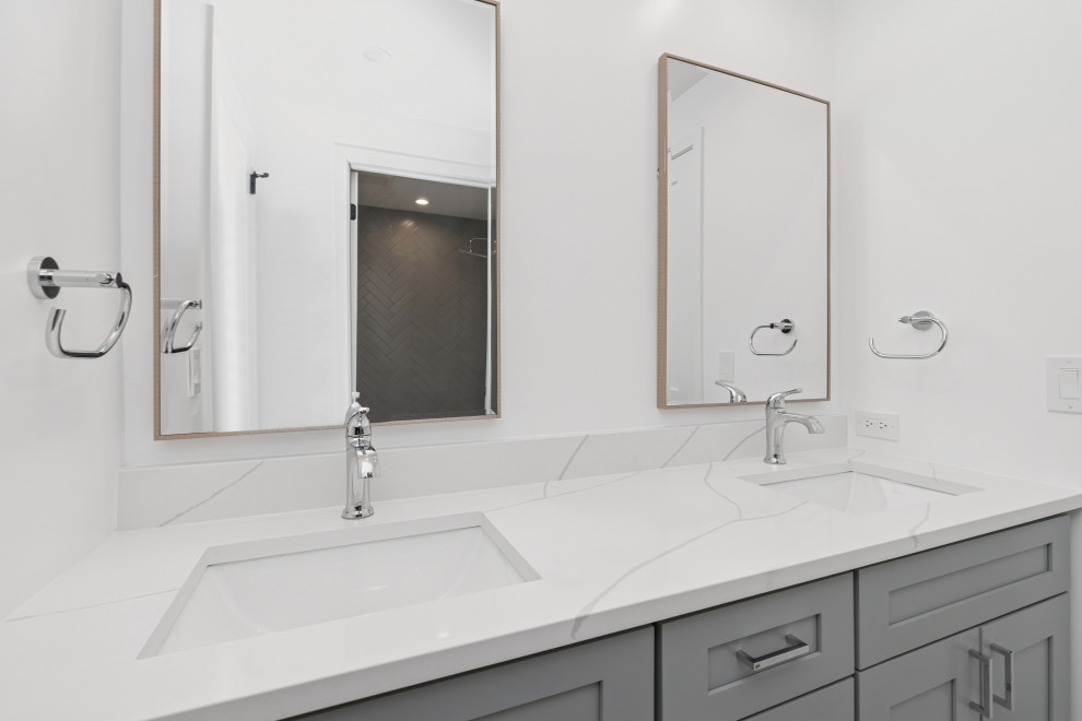 Spa-Inspired Primary Bathroom with Calacatta Porcelain & Freestanding Tub