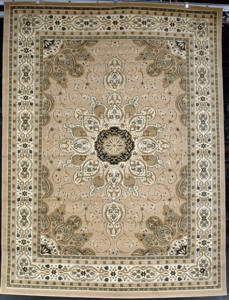 Persian Rugs Modern 2001, Beige, 9'0x12'6, 9'x12'6" Traditional