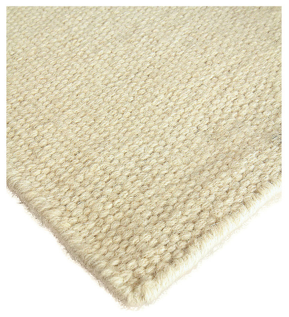 White Flour Wool Berber Solid Rug, 3'x5'