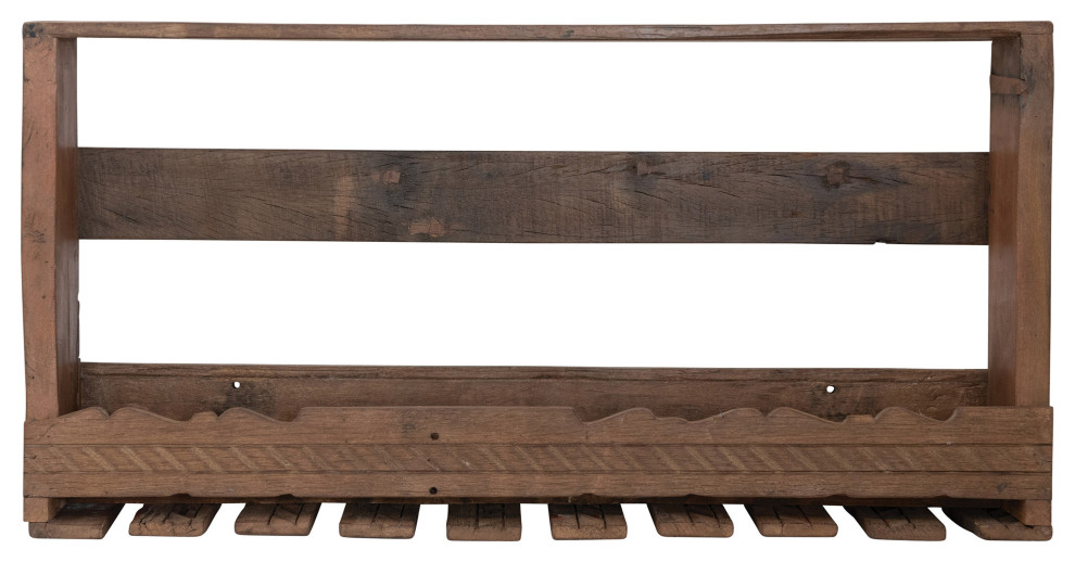 Reclaimed Wood Wine Glass Wall Rack with Shelf Rustic Wine Racks