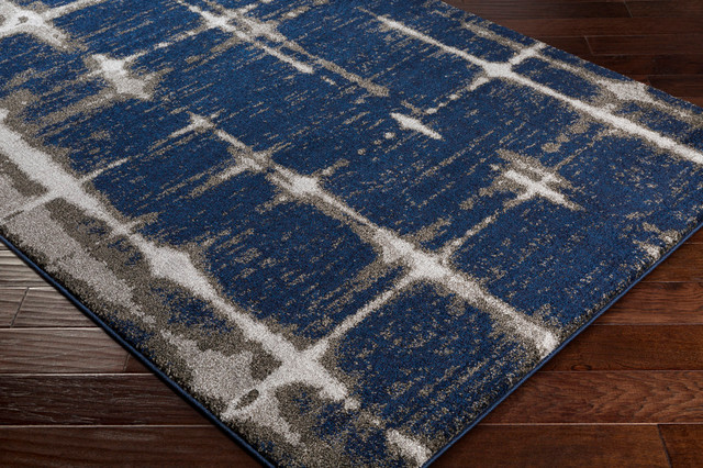 Baylee Modern Dark Blue Medium Gray Area Rug Contemporary Baylee Modern Dark Blue Medium Gray