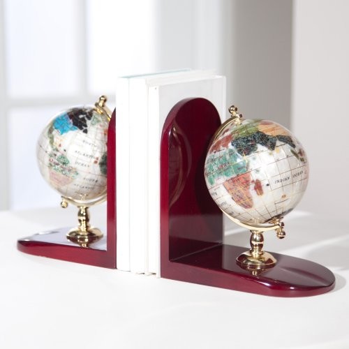 Gemstone Globe Bookends Mother of Pearl
