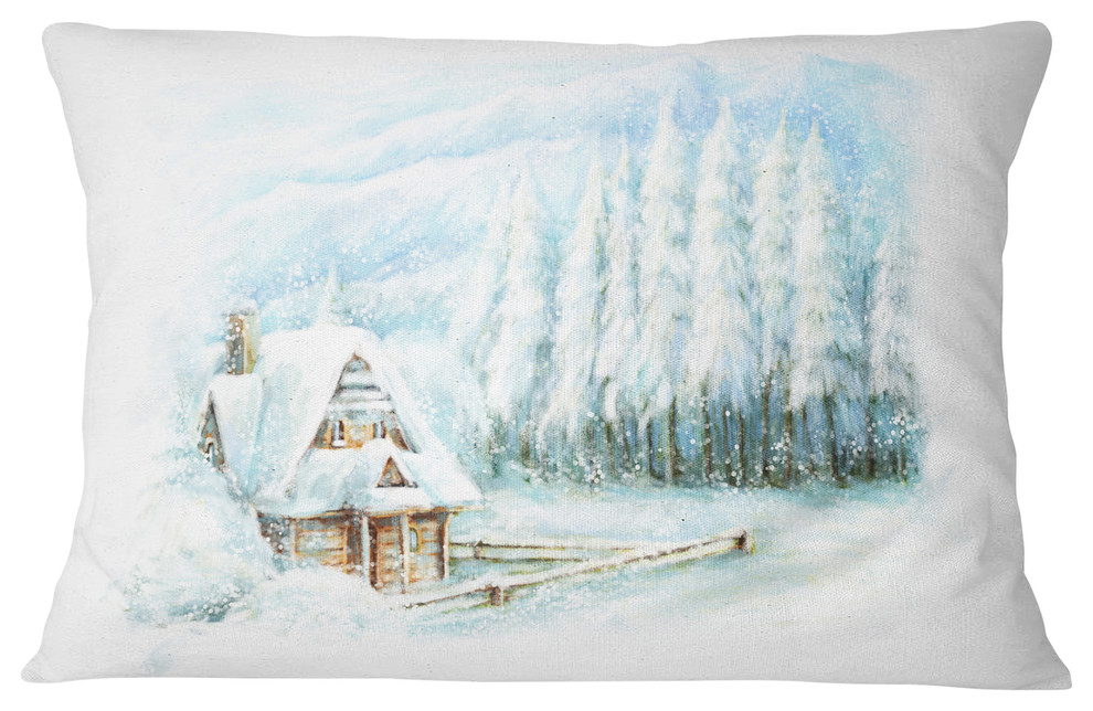 Christmas Winter Happy Scene Landscape Printed Throw Pillow, 12"x20"
