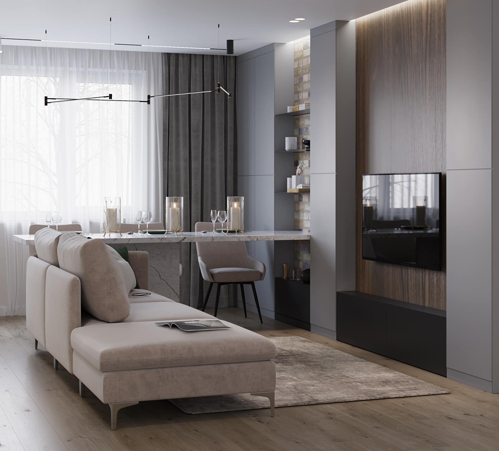 проект "Сдержанный комби на 87м2"