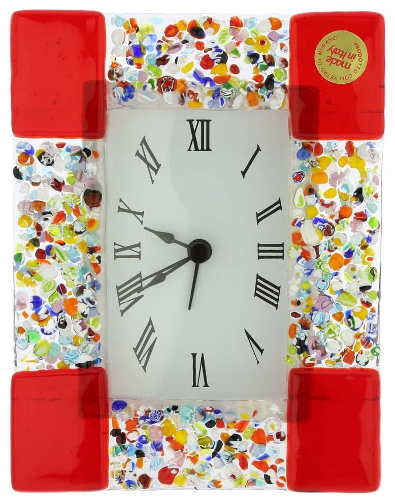 GlassOfVenice Murano Glass Venetian Alarm Clock Klimt - Red