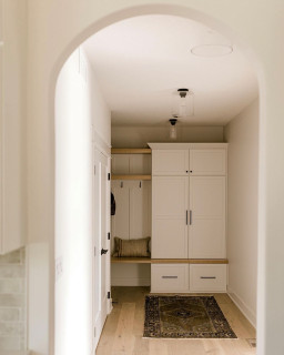 Entryway Decor and Wallpapered Ceiling - A Beautiful Mess