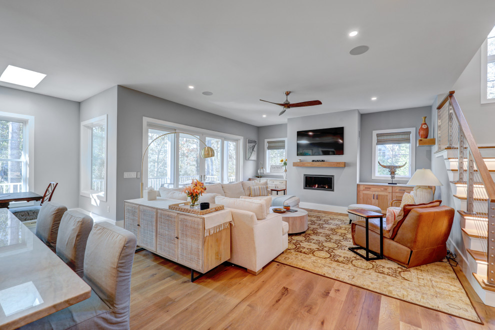 Living room - large country living room idea in New York