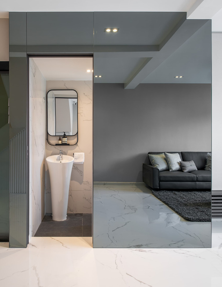 This is an example of a contemporary cloakroom in Singapore.