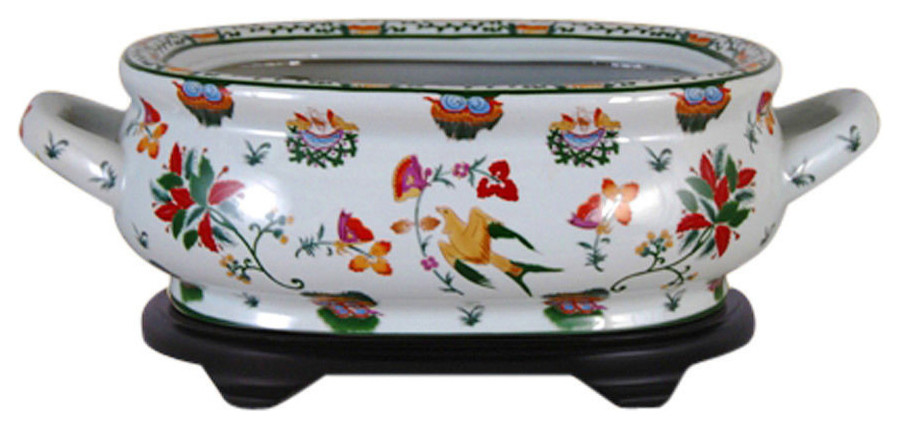 Beautiful Chinese Floral Berry Porcelain Foot Bath Basin Pot 