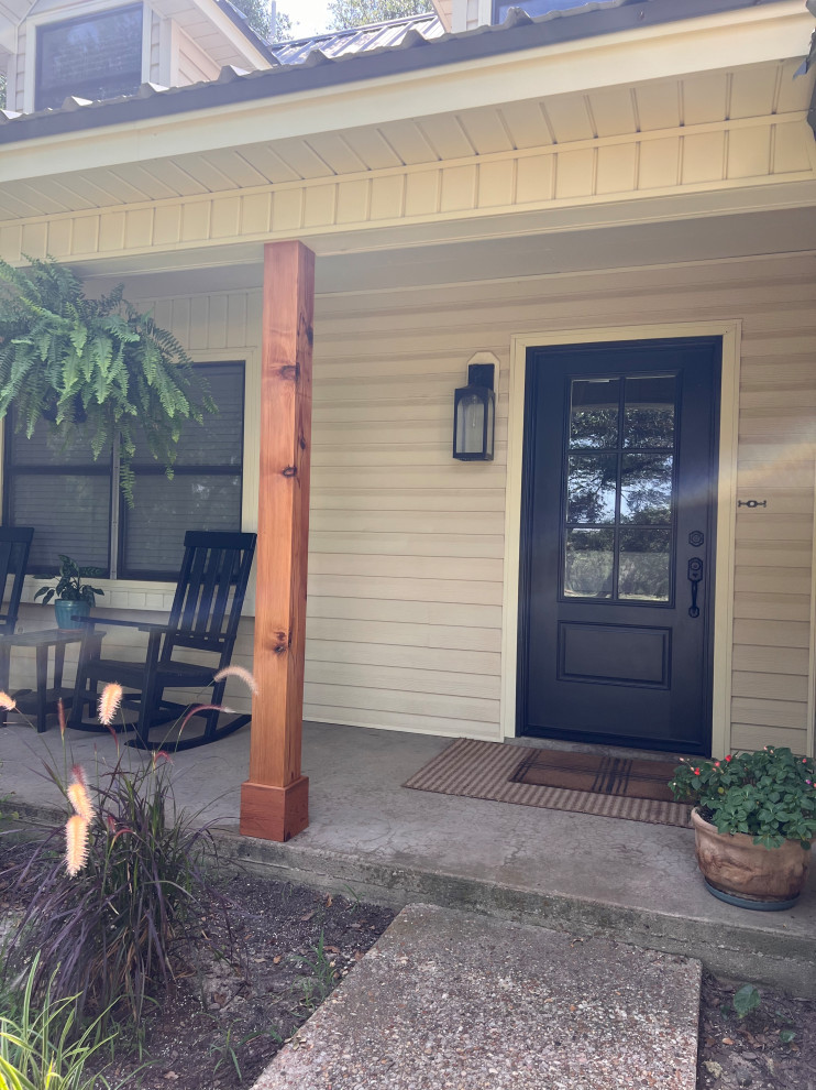 Front Porch - After updating porch posts, door, and light fixture