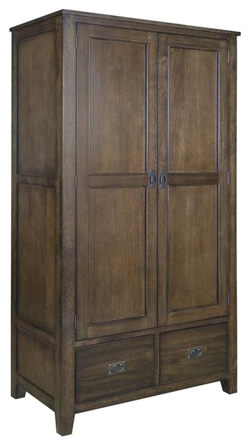 Mission Quarter Sawn Oak 2 Door, 2-Drawer Armoire, Walnut - Craftsman ...