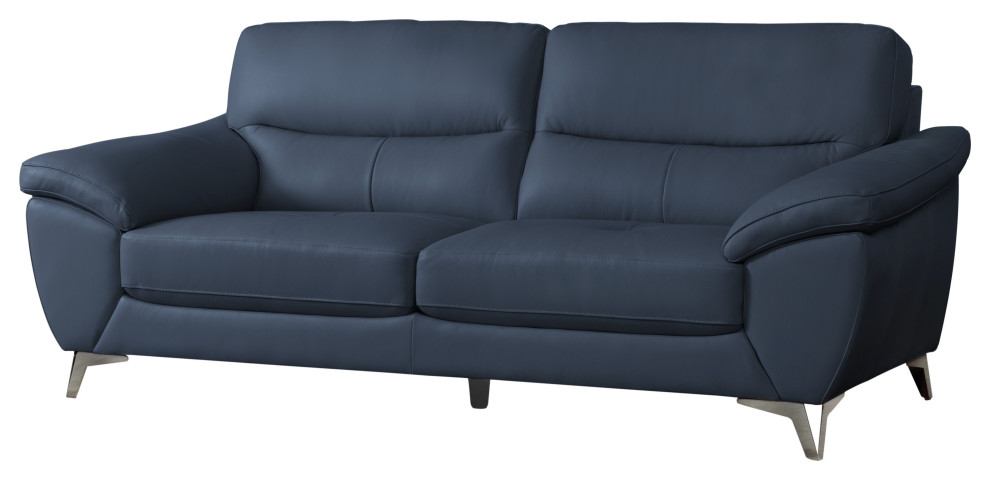 Candace Top Grain Leather Sofa, Blue