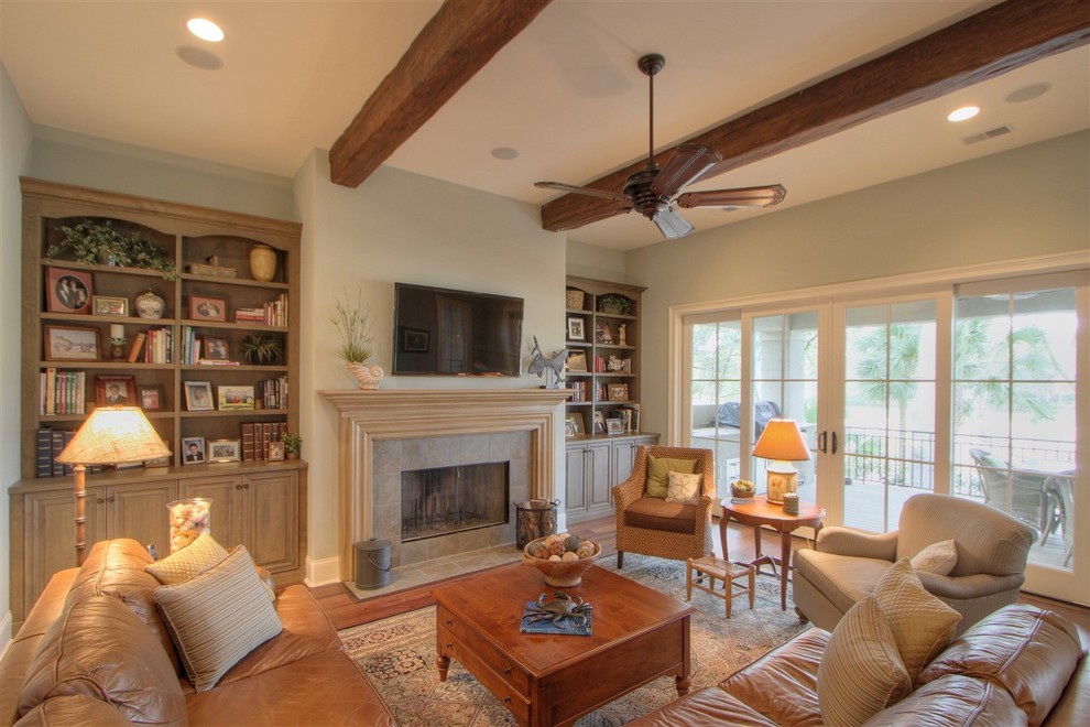 This is an example of a beach style family room in Atlanta.