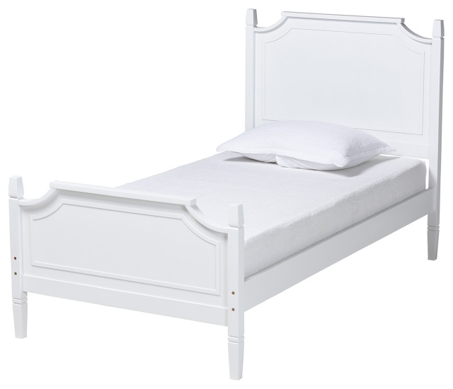 Kingston White Platform Bed, Full Transitional Kids Beds by