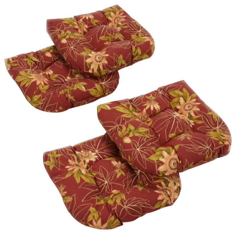 19" UShaped Outdoor Tufted Chair Cushions, Set of 4 Contemporary