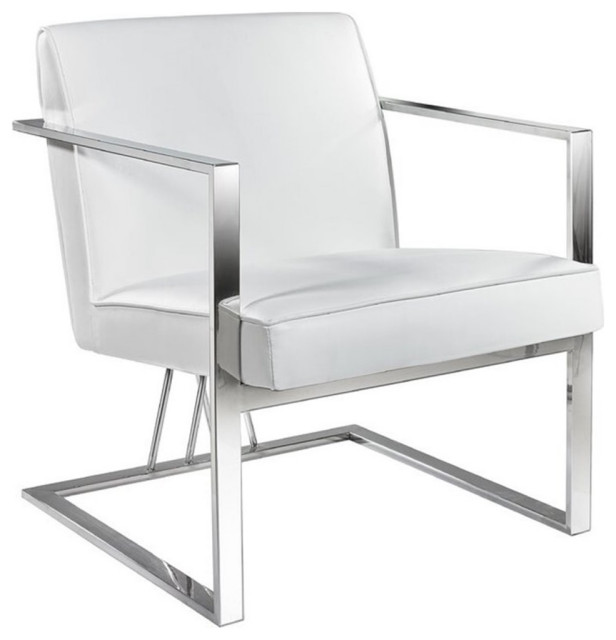 Uptown Club Elias Transitional Faux Leather Accent Chair in Silver