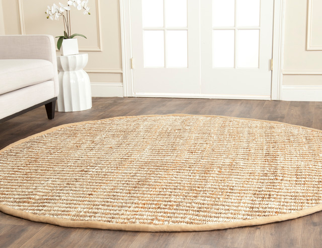 Safavieh Natural Fiber Collection NF734 Rug, Natural/Ivory, 7' Round