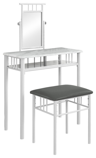 Monarch Specialties Vanity Set 2 Piece White Marble Metal I3082 Monarch Specialties Vanity Set 2 Piece White Marble Metal I3082