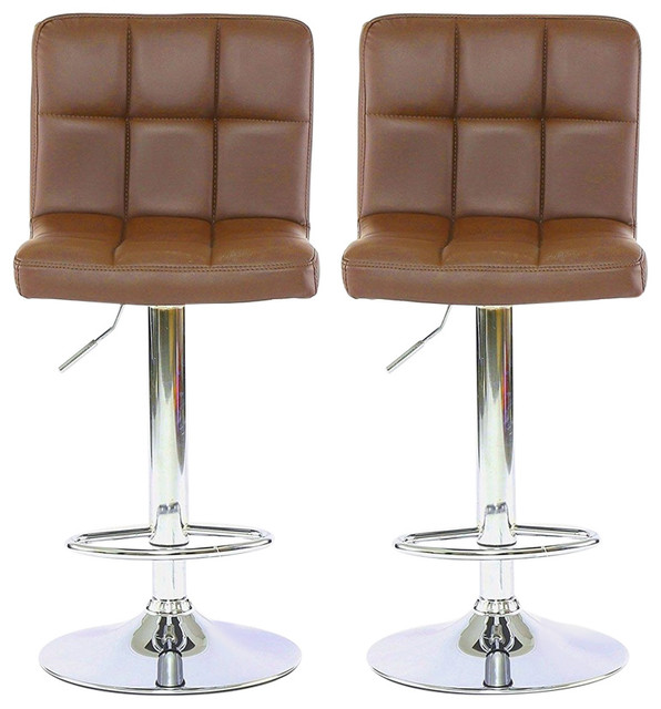 Set Of 2 Bar Stools Faux Leather Back And Footrest Adjule Set Of 2 Bar Stools Faux Leather Back And Footrest Adjule Swivel Gas Lift Modern Kitchen By Decor Love