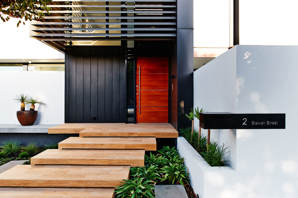 Inspiration for a contemporary entryway in Melbourne.