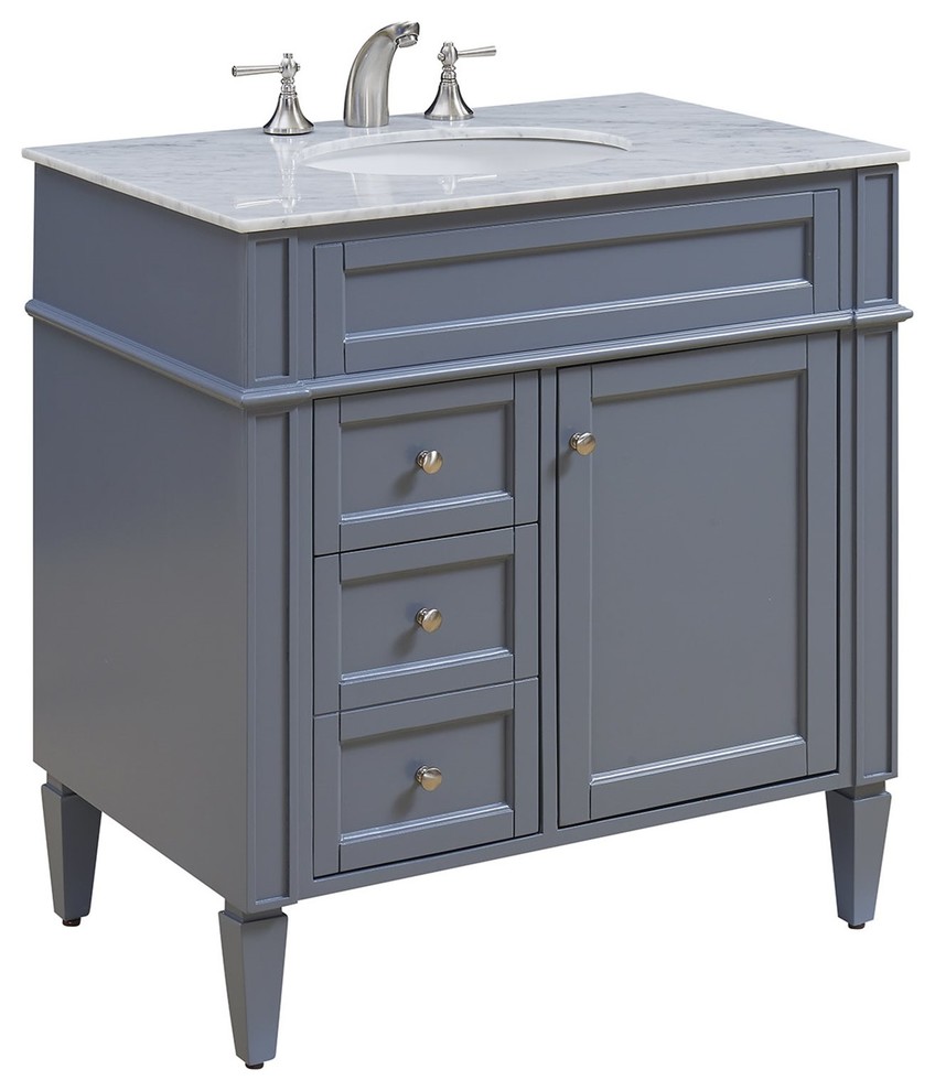 Elegant Park Ave 32" Single Bathroom Vanity Set, Gray Transitional