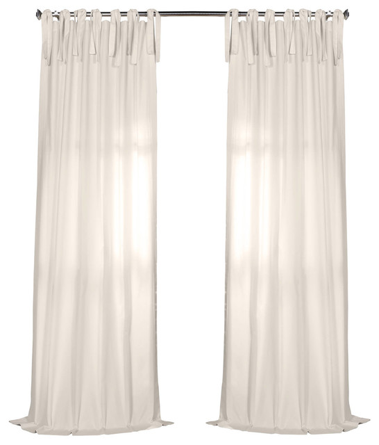 Solid Cotton Tie Top Curtain Single Panel Contemporary