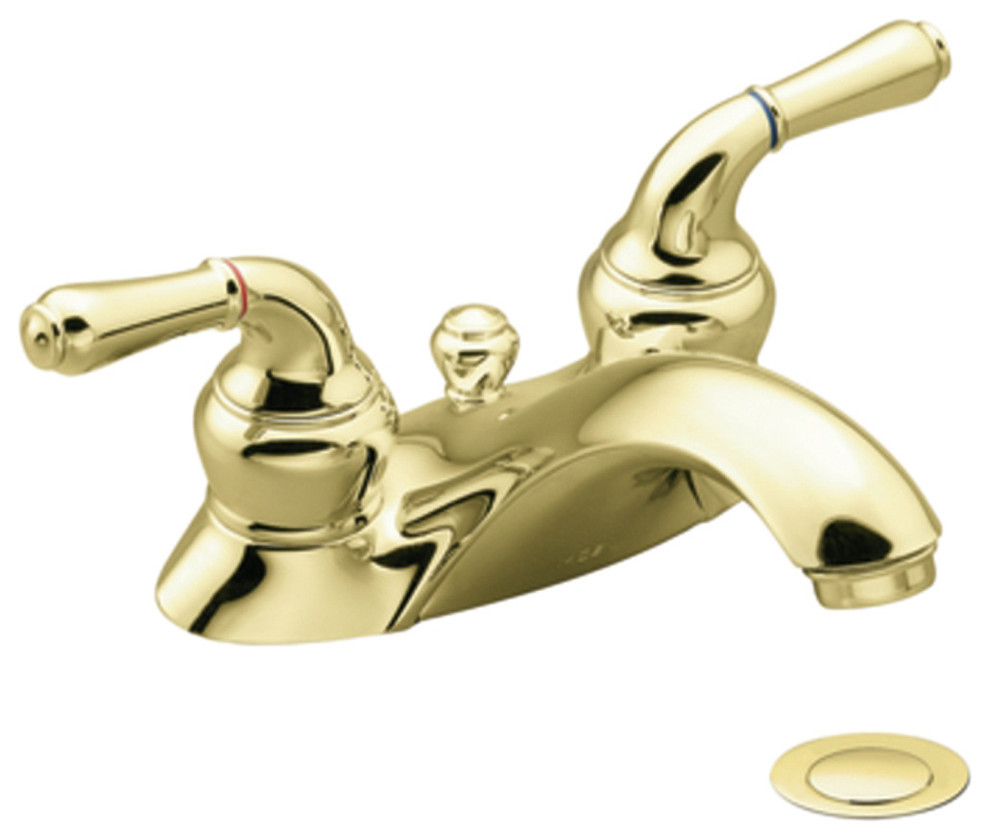 Moen 4551P Polished Brass Bath Sink Faucet Two Lever Handle 4" Centerset, ADA