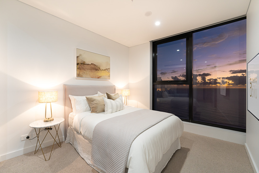 Design ideas for a contemporary bedroom in Gold Coast - Tweed.