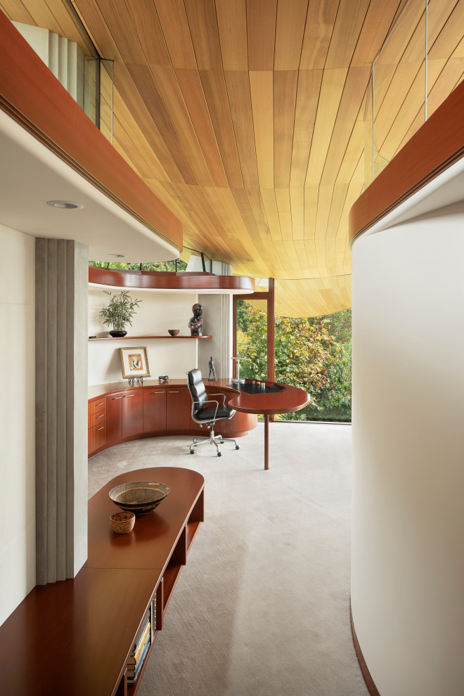 Inspiration for a midcentury home office in Seattle.