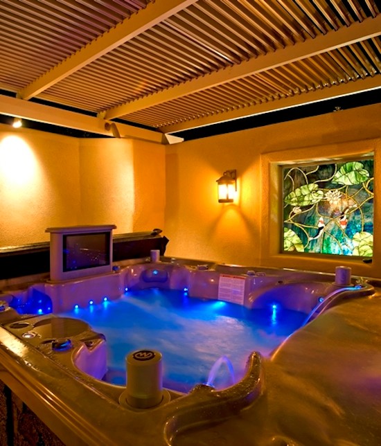 Example of a custom-shaped indoor hot tub design in Phoenix