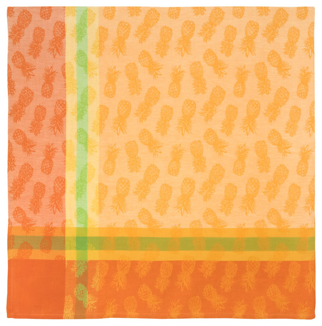 100 Cotton Green & Yellow 60"x60" Tablecloth Avignon Emerald