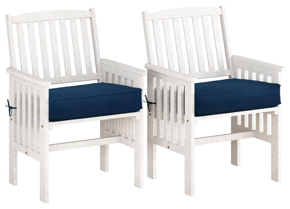 Miramar Whitewashed Hardwood Outdoor Armchair Set, 2pc