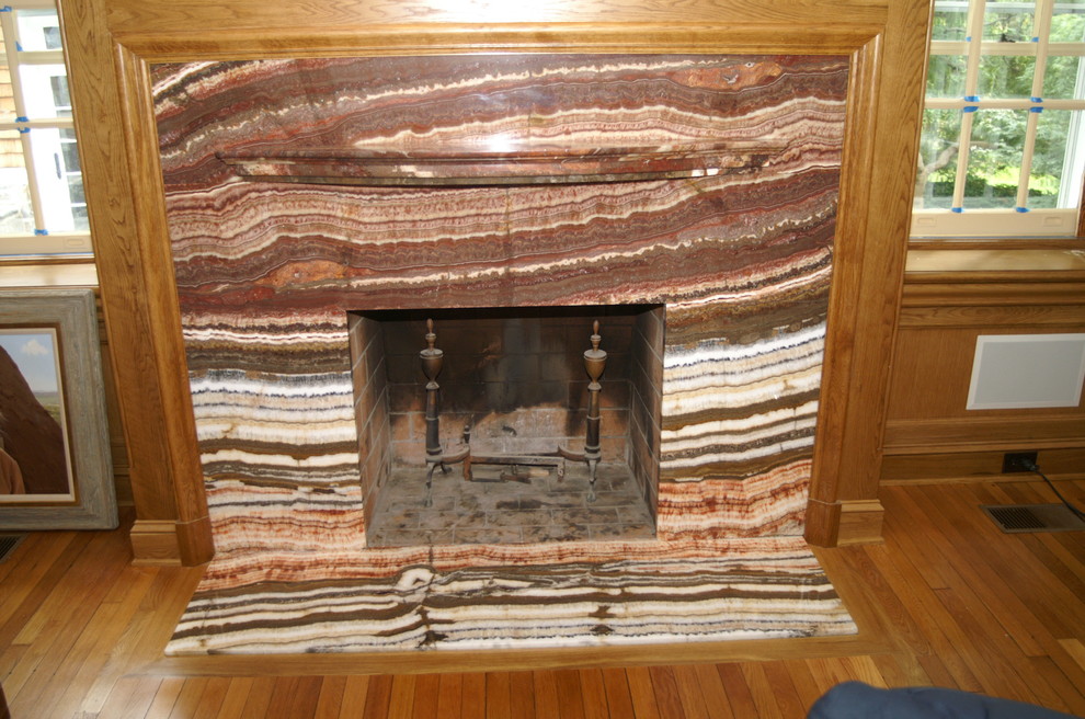 red onyx fireplace