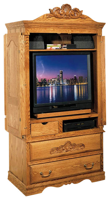 TV Armoire w Wrap Around Doors and Carving Detail - Contemporary ...