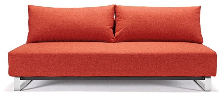 "Innovation USA" Supermax Sleek Mixed Dance Orange Sofa with Chrome Legs