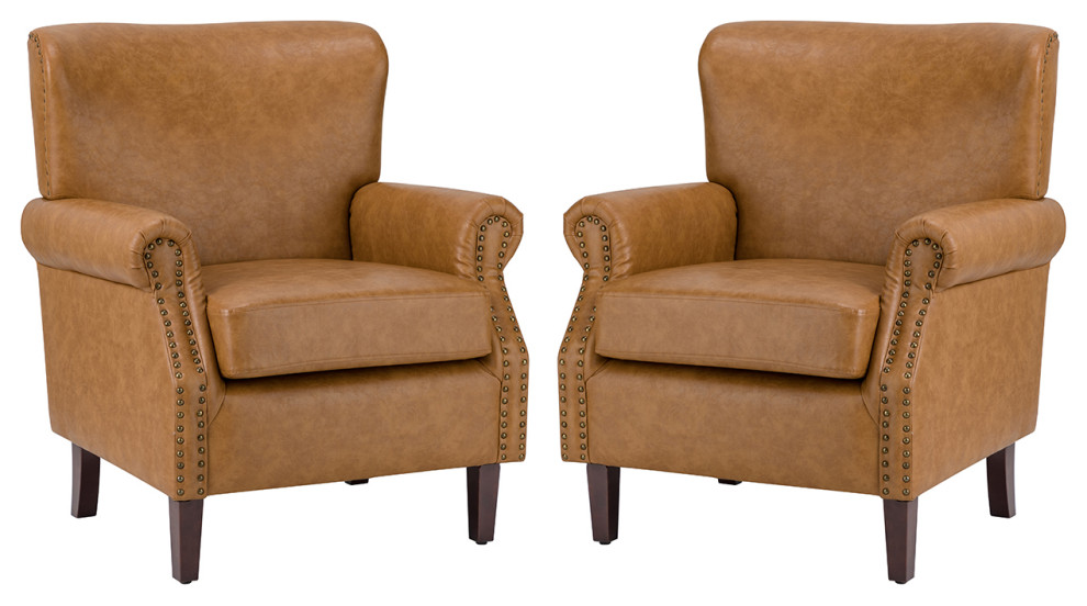 Jose Vegan Leather Armchair Set Of 2 Transitional Armchairs And Accent Chairs by Karat