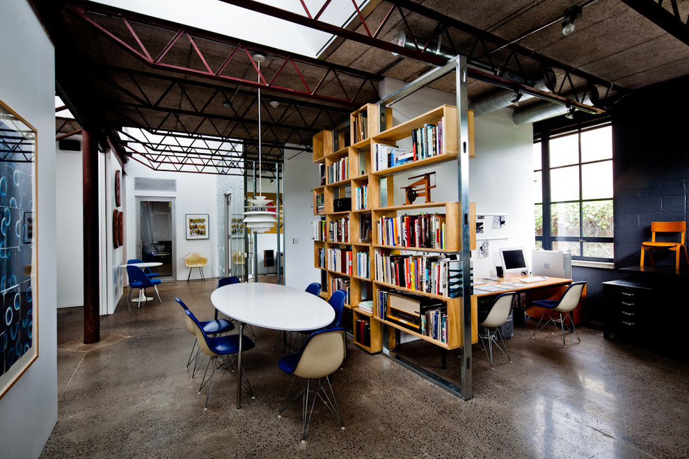 Inspiration for an industrial home office in New York.