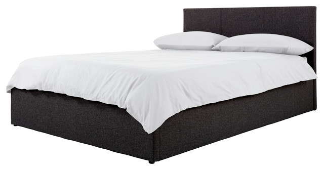 Boston Fabric Bed, Black, Double