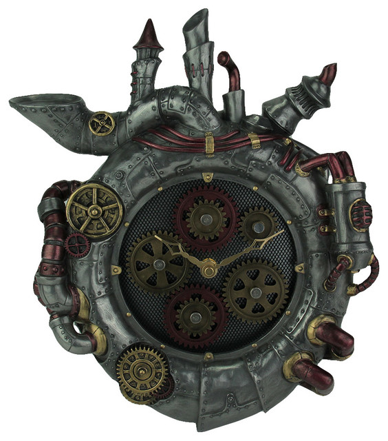 Magnum Opus Steampunk Style Wall Clock With Moving Gears
