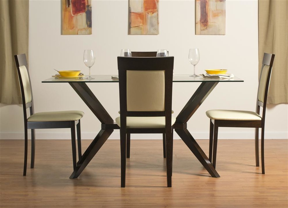 Greenwich Dining Table Set with Newport Dining Chairs in Coffee