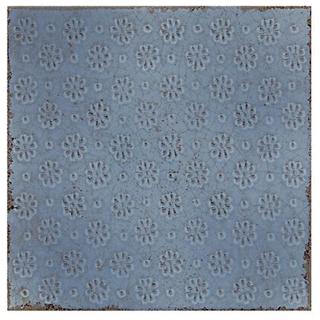 Annie Selke Artisanal Smokey Blue Lace Ceramic Wall Tile 6 x 6 in.