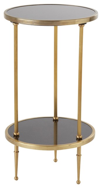 Petite Two Tiered Antique Brass Round Accent Table Traditional Petite Two Tiered Antique Brass Round Accent Table