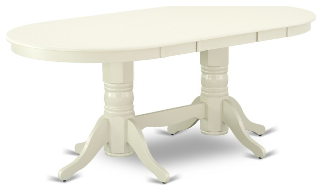 Vat-Lwh-Tp Oval Double Pedestal Table-17" Butterfly Leaf In Linen White Finish