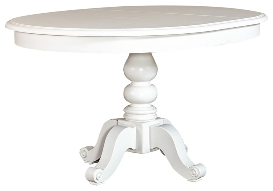 Summer House White 5 Piece Pedestal Table Set