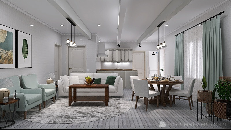 Кухня-гостинная в доме из бруса