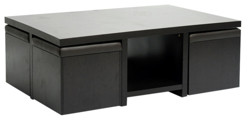 Baxton Studio Prescott Modern Table and Stool, Set With Hidden Storage