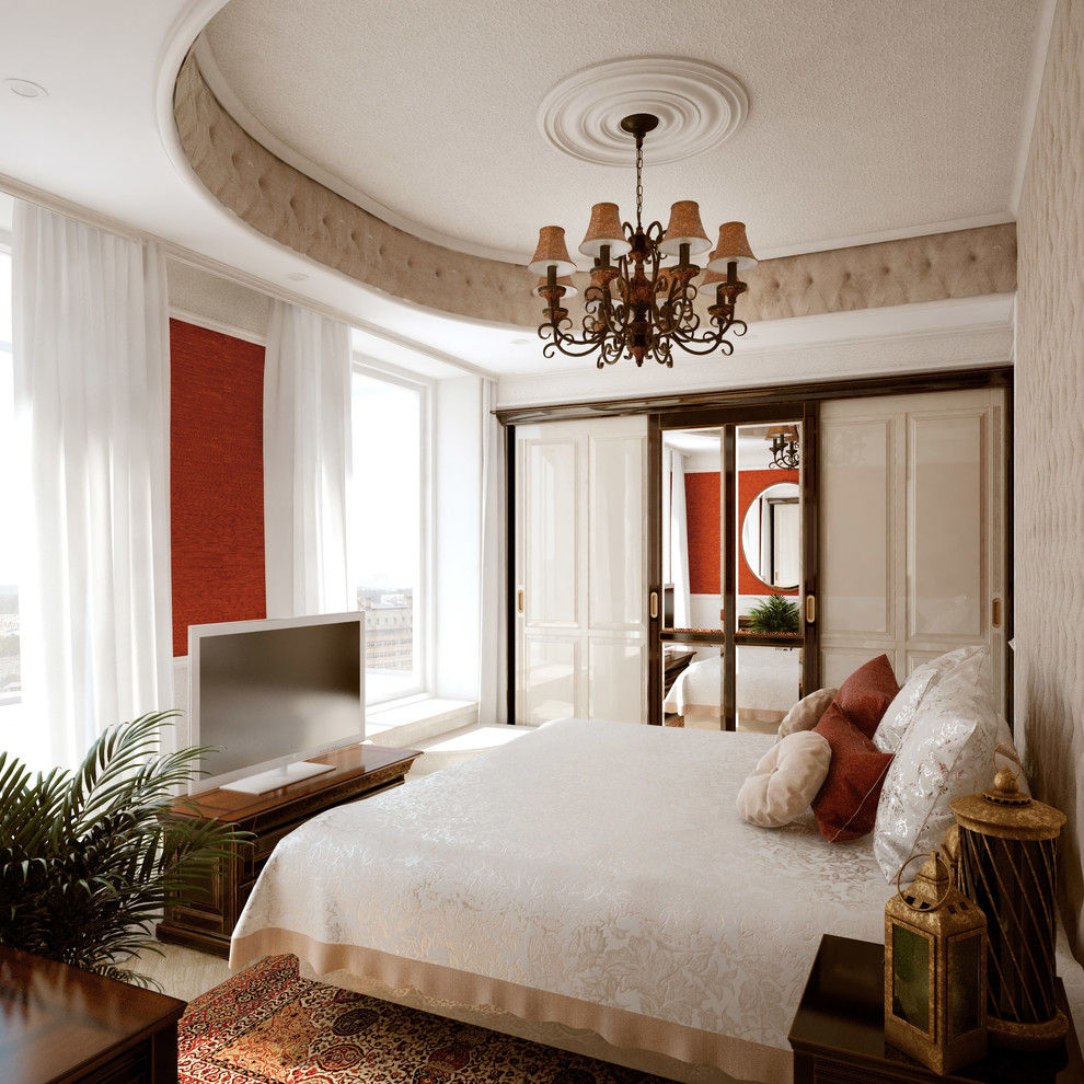 Светлая спальня с элементами восточного стиля